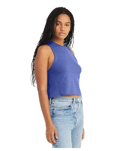 Women's Racerback Cropped Tank - Heather True Royal