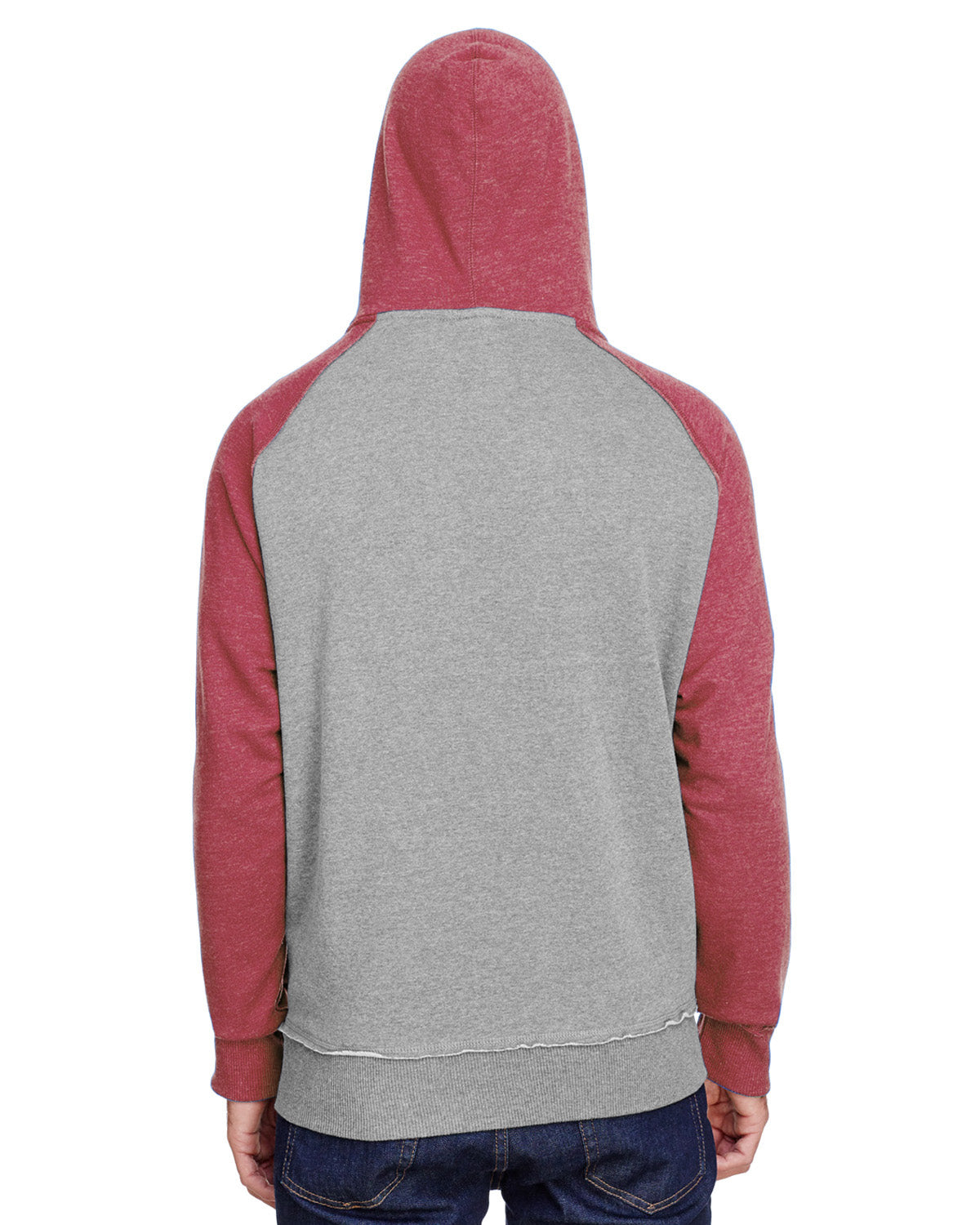 Unisex Vintage Heather Pullover Hoodie - Smoke / Smply Red