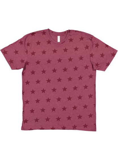 Unisex Star Print T-Shirt - Burgundy Star
