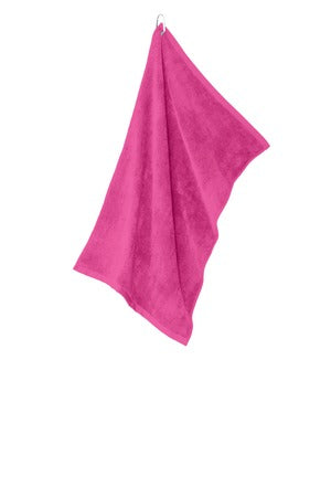 Grommeted Microfiber Golf Towel - Pop Raspberry