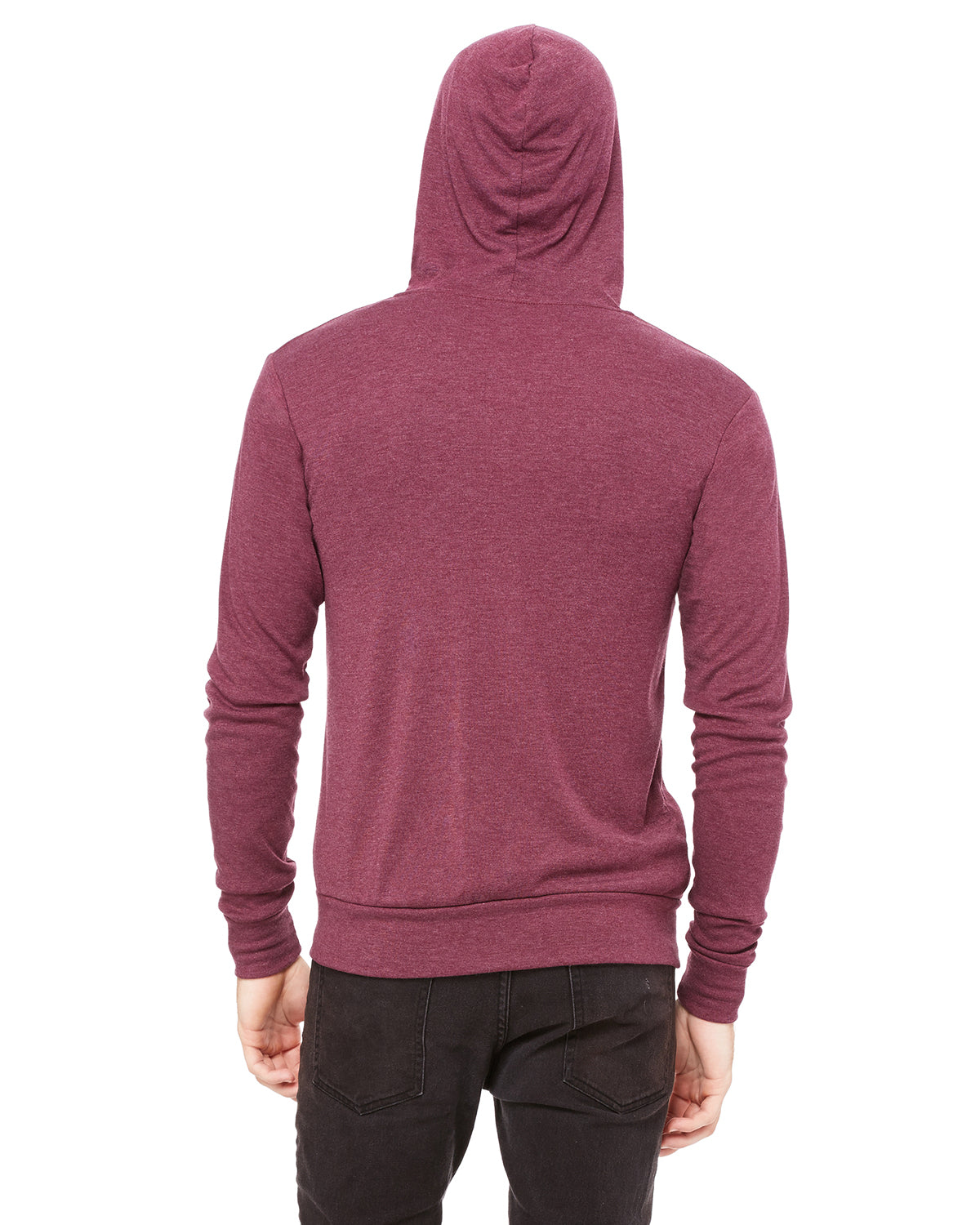 Unisex Triblend Full-Zip Lightweight Hoodie - Maroon Triblend