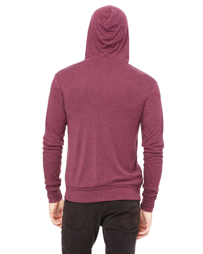 Unisex Triblend Full-Zip Lightweight Hoodie - Maroon Triblend
