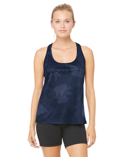 Women's Performance Racerback Tank - Sport Dark Navy Laser Camouflage