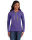Anvil 887L - Women's Lightweight Long-Sleeve Hooded T-Shirt - Heather Purple / Neon Yellow