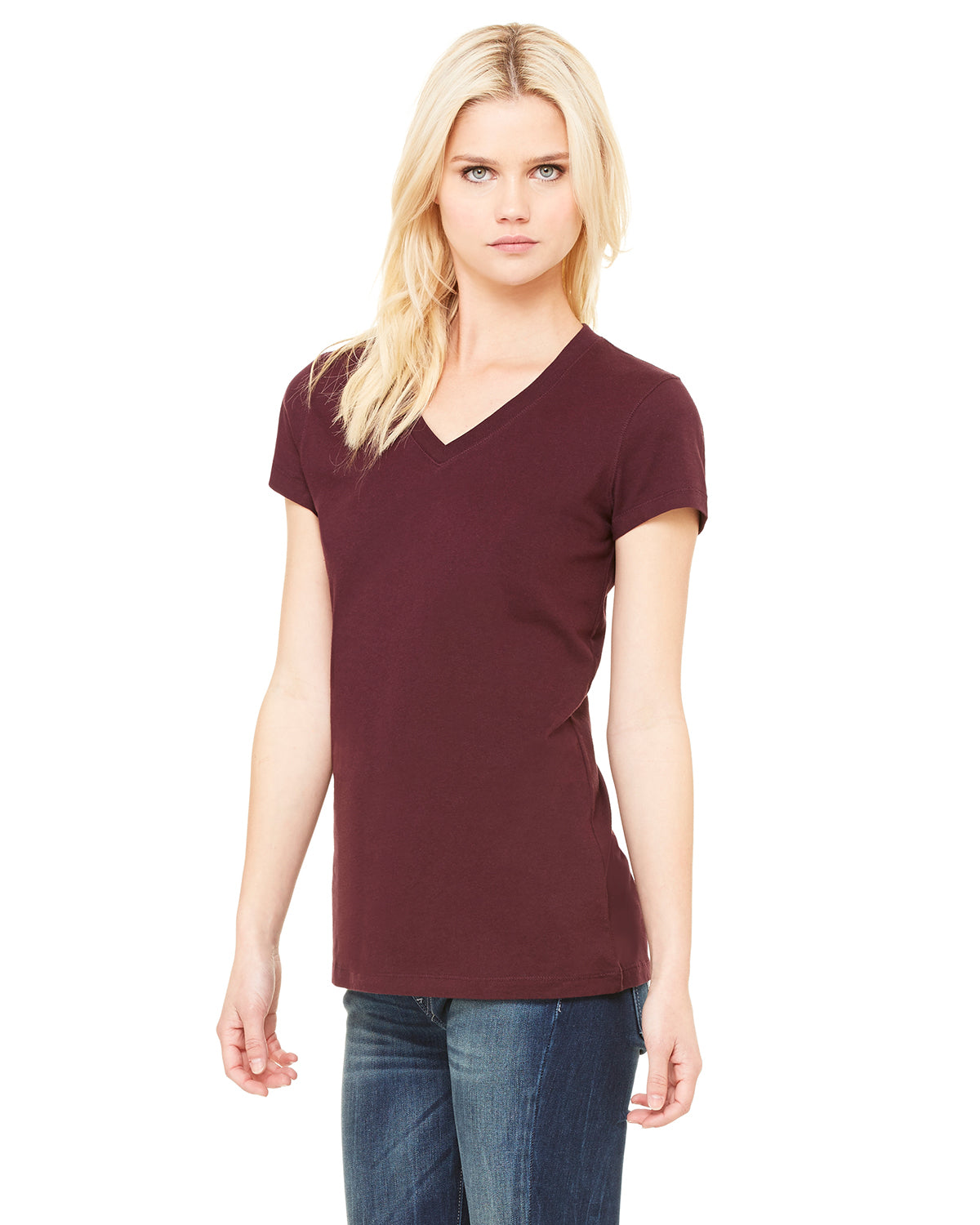 Women's Jersey Short-Sleeve V-Neck T-Shirt - Maroon