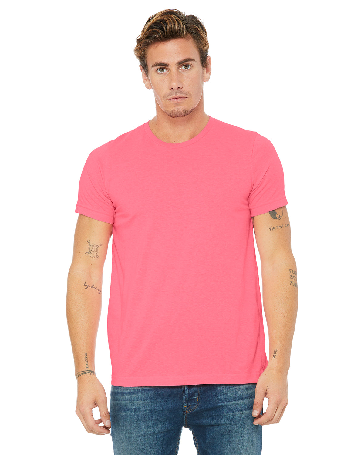 Unisex Poly-Cotton Short-Sleeve T-Shirt - Neon Pink