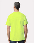 Gildan 2000T Safety Green — on model back