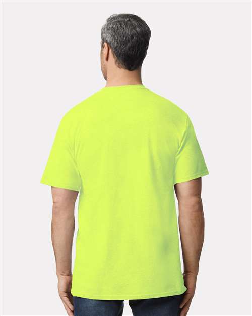 Gildan 2000T Safety Green — on model back