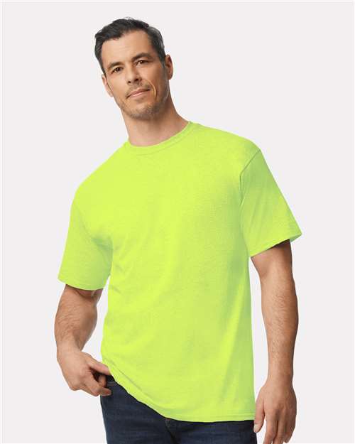 Gildan 2000T Safety Green — on model front