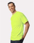Gildan 2000T Safety Green — on model side