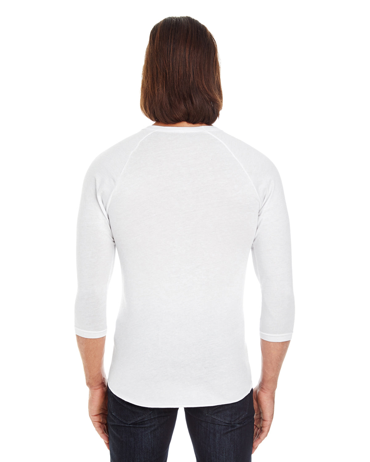 Unisex Poly-Cotton 3/4-Sleeve Raglan T-Shirt - White