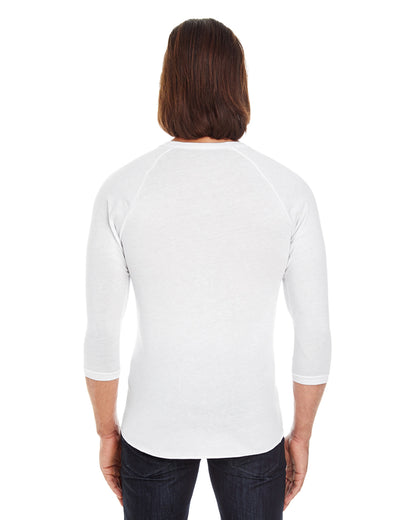 Unisex Poly-Cotton 3/4-Sleeve Raglan T-Shirt - White