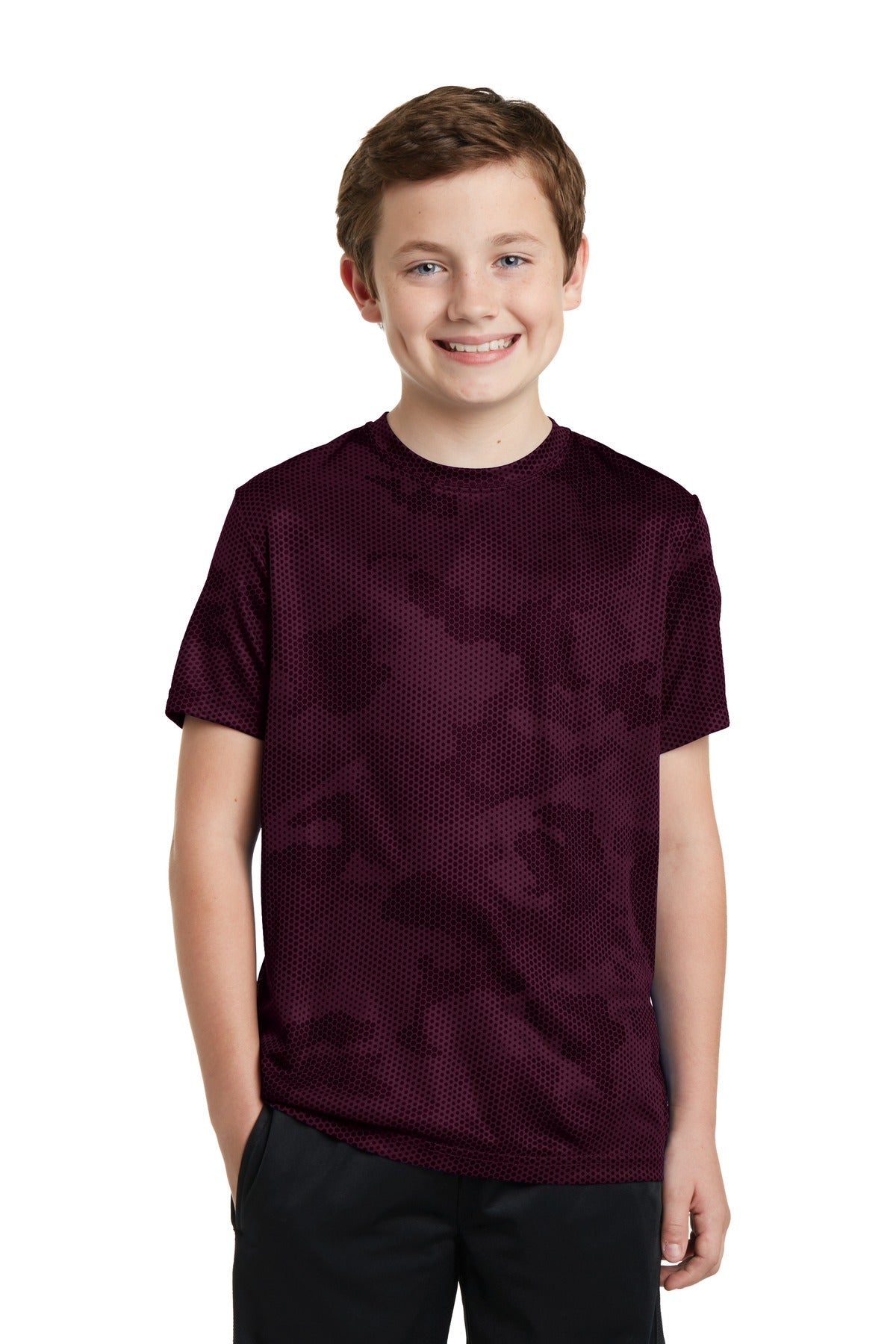 Youth CamoHex Tee - Maroon