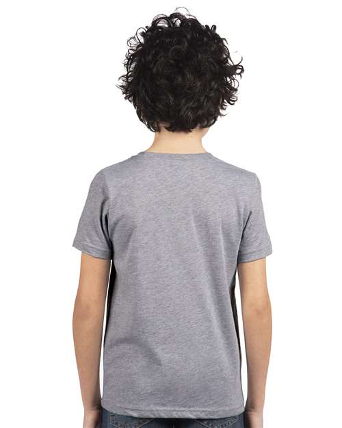 Next Level 3310 Heather Grey — on model back