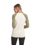 Unisex CVC 3/4 Sleeve Raglan Baseball T-Shirt - Miltry Green / Crm