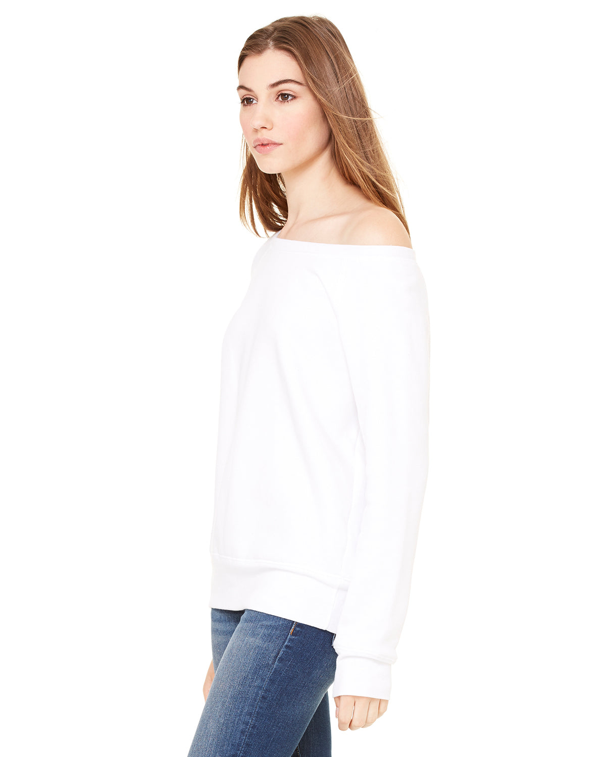Women's Sponge Fleece Wide Neck Sweatshirt - Solid White Triblend