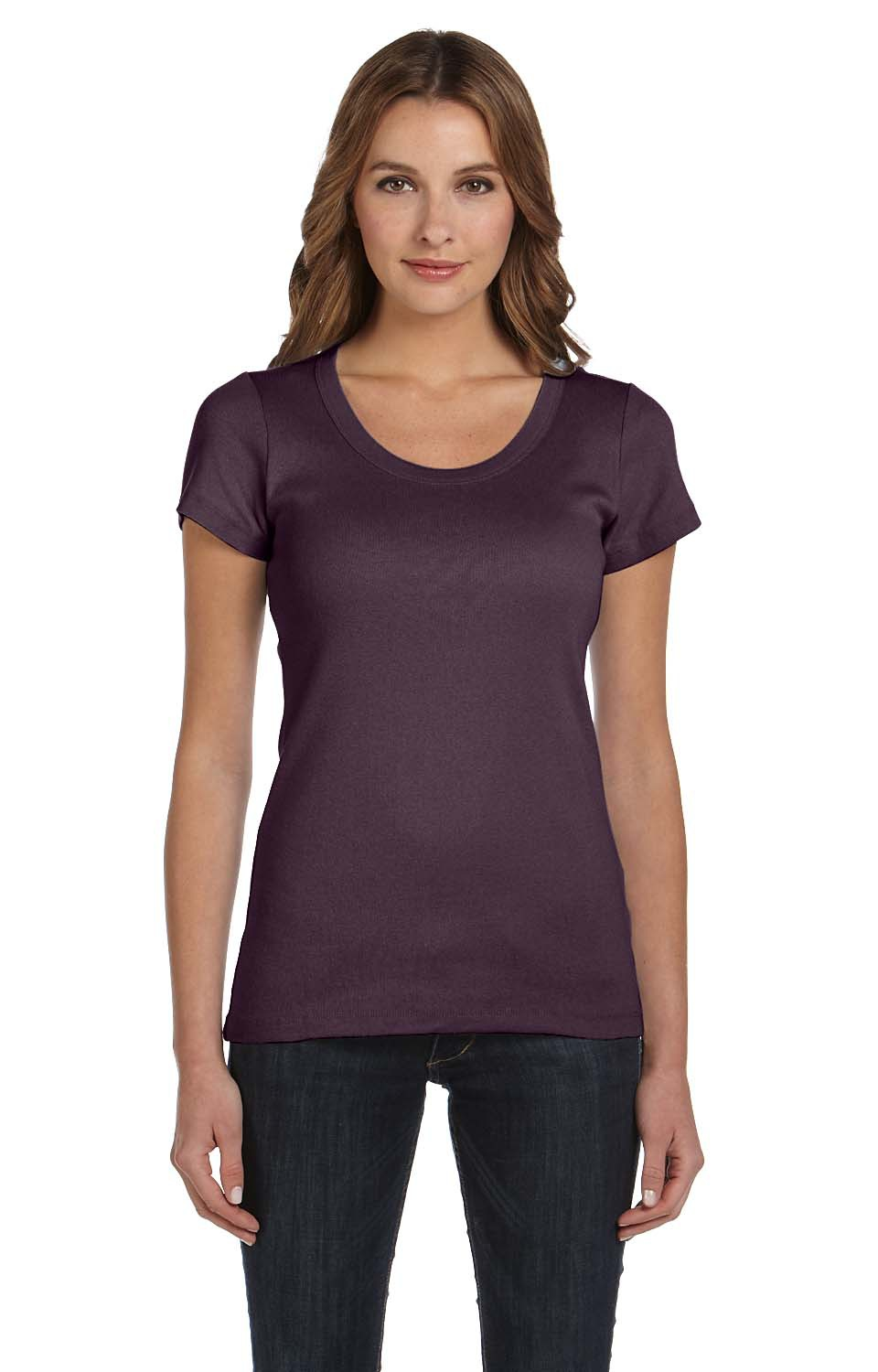 Women's Baby Rib Scoopneck Tee - Plum