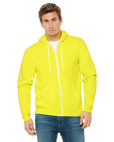 Unisex Poly-Cotton Sponge Fleece Full-Zip Hoodie - Neon Yellow
