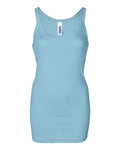 Women's Sheer Mini Rib Thin Strap Tank - Light Aqua