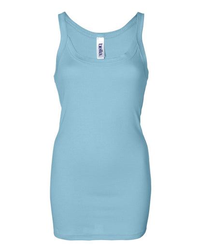 Women's Sheer Mini Rib Thin Strap Tank - Light Aqua