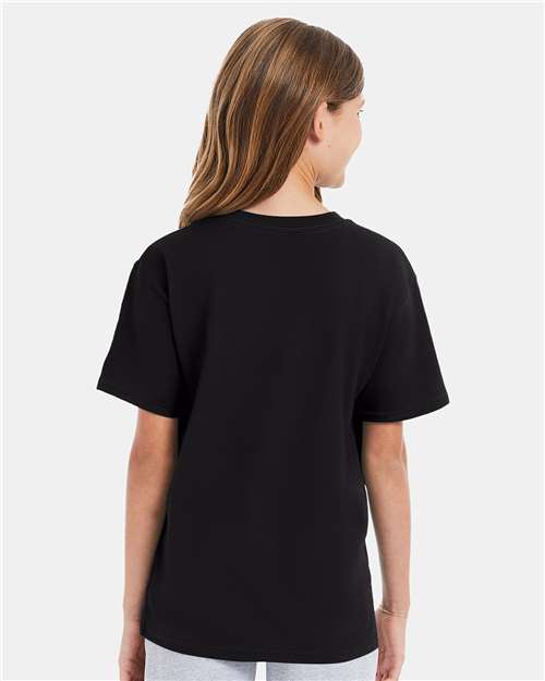 Hanes 498Y Black — on model back