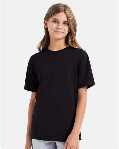 Hanes 498Y Black — on model front