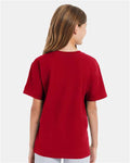 Hanes 498Y Deep Red — on model back