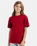 Hanes 498Y Deep Red — on model front
