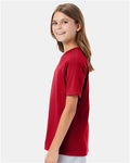 Hanes 498Y Deep Red — on model side