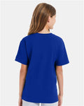 Hanes 498Y Deep Royal — on model back