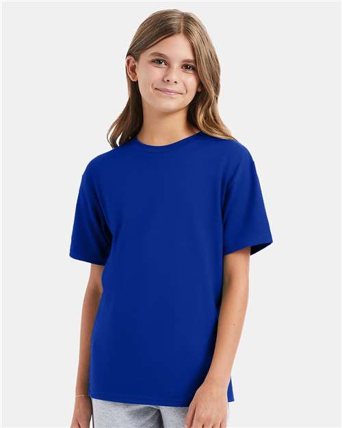 Hanes 498Y Deep Royal — on model front