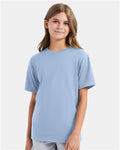 Hanes 498Y Light Blue — on model front