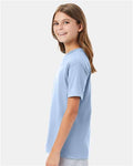Hanes 498Y Light Blue — on model side