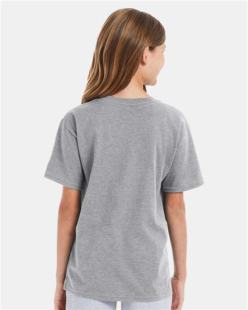 Hanes 498Y Light Steel — on model back