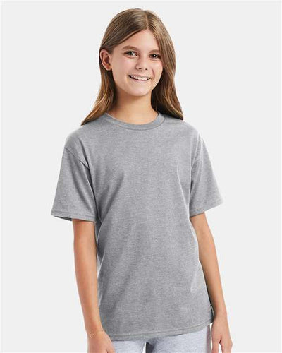 Hanes 498Y Light Steel — on model front