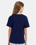Hanes 498Y Navy — on model back