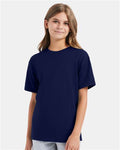 Hanes 498Y Navy — on model front