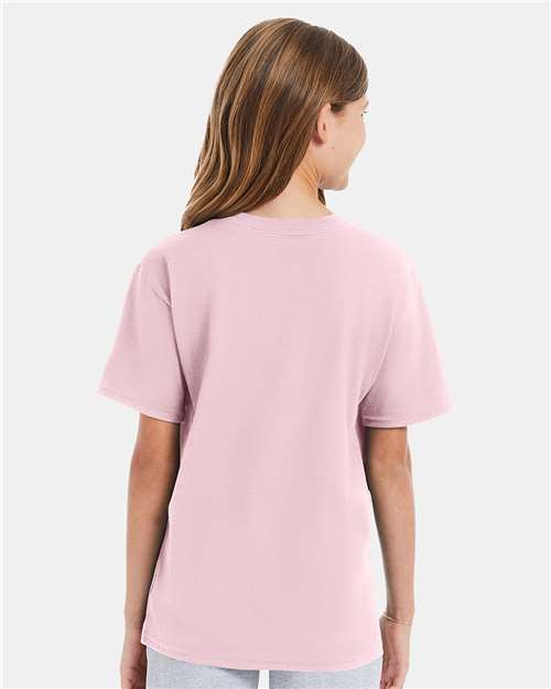 Hanes 498Y Pale Pink — on model back