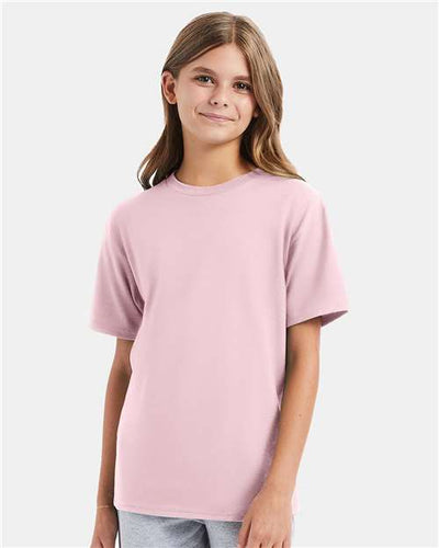 Hanes 498Y Pale Pink — on model front