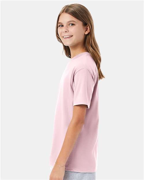 Hanes 498Y Pale Pink — on model side