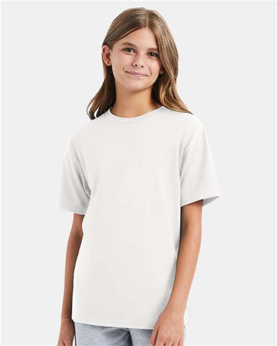 Hanes 498Y White — on model front