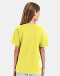 Hanes 498Y Yellow — on model back