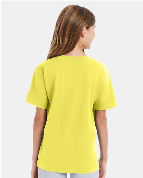 Hanes 498Y Yellow — on model back