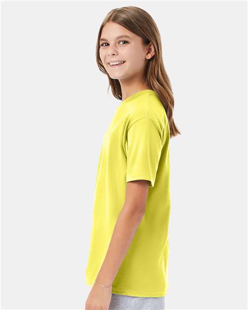 Hanes 498Y Yellow — on model side