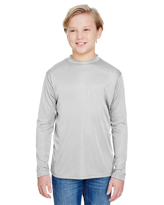 Youth Long Sleeve Cooling Performance Crew Shirt - Silver