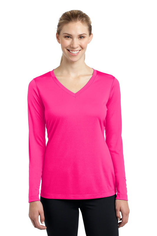 Women's Long Sleeve PosiCharge Competitor V-Neck Tee - Neon Pink