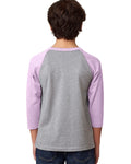Youth CVC 3/4-Sleeve Raglan - Lilac / Dark Heather Gray