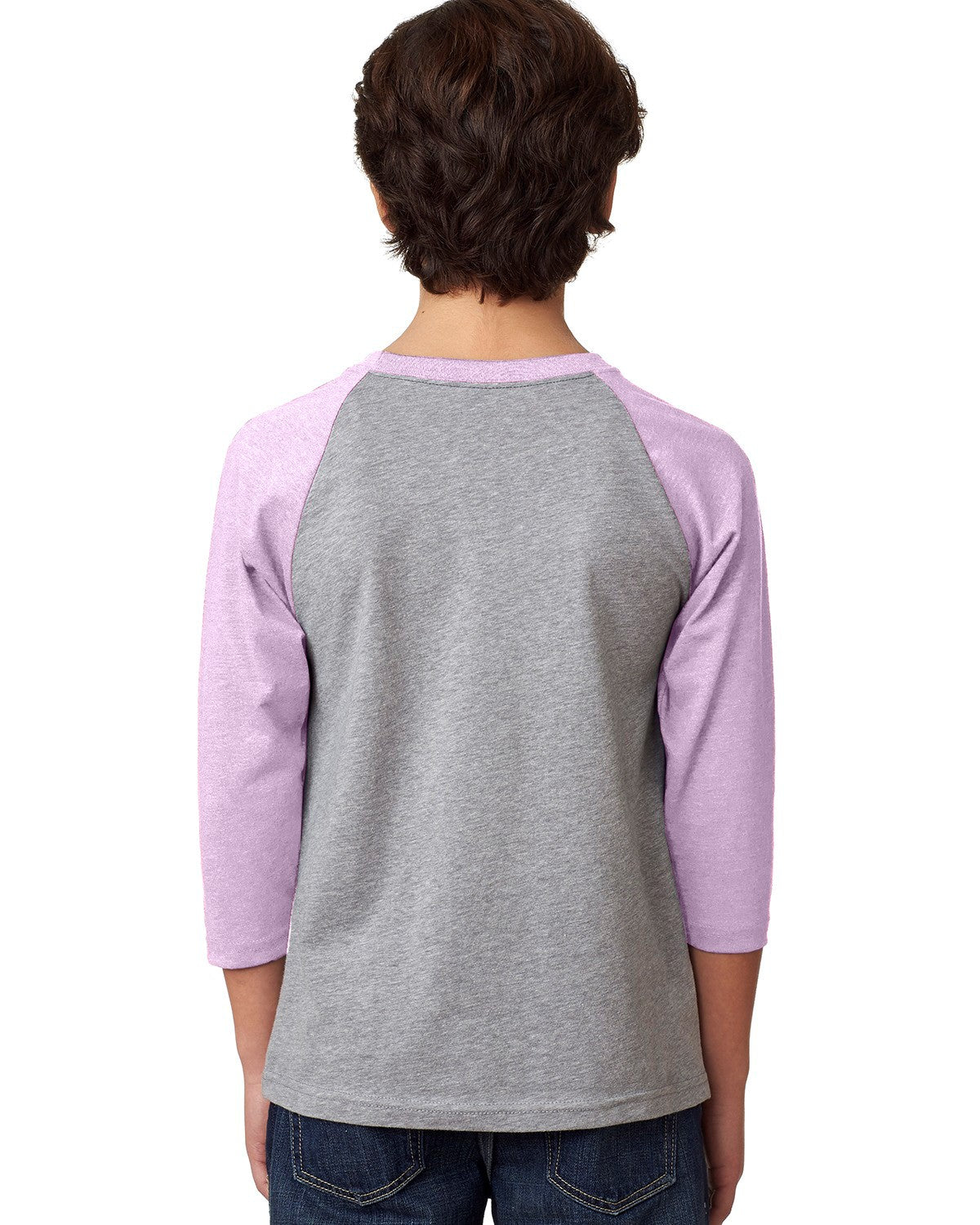 Youth CVC 3/4-Sleeve Raglan - Lilac / Dark Heather Gray