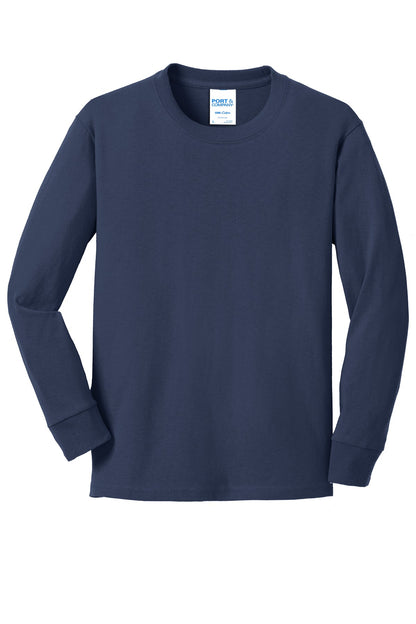 Youth Long Sleeve Core Cotton Tee - Navy