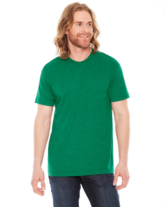 Unisex Poly-Cotton Short-Sleeve Crewneck - Heather Vintage Green